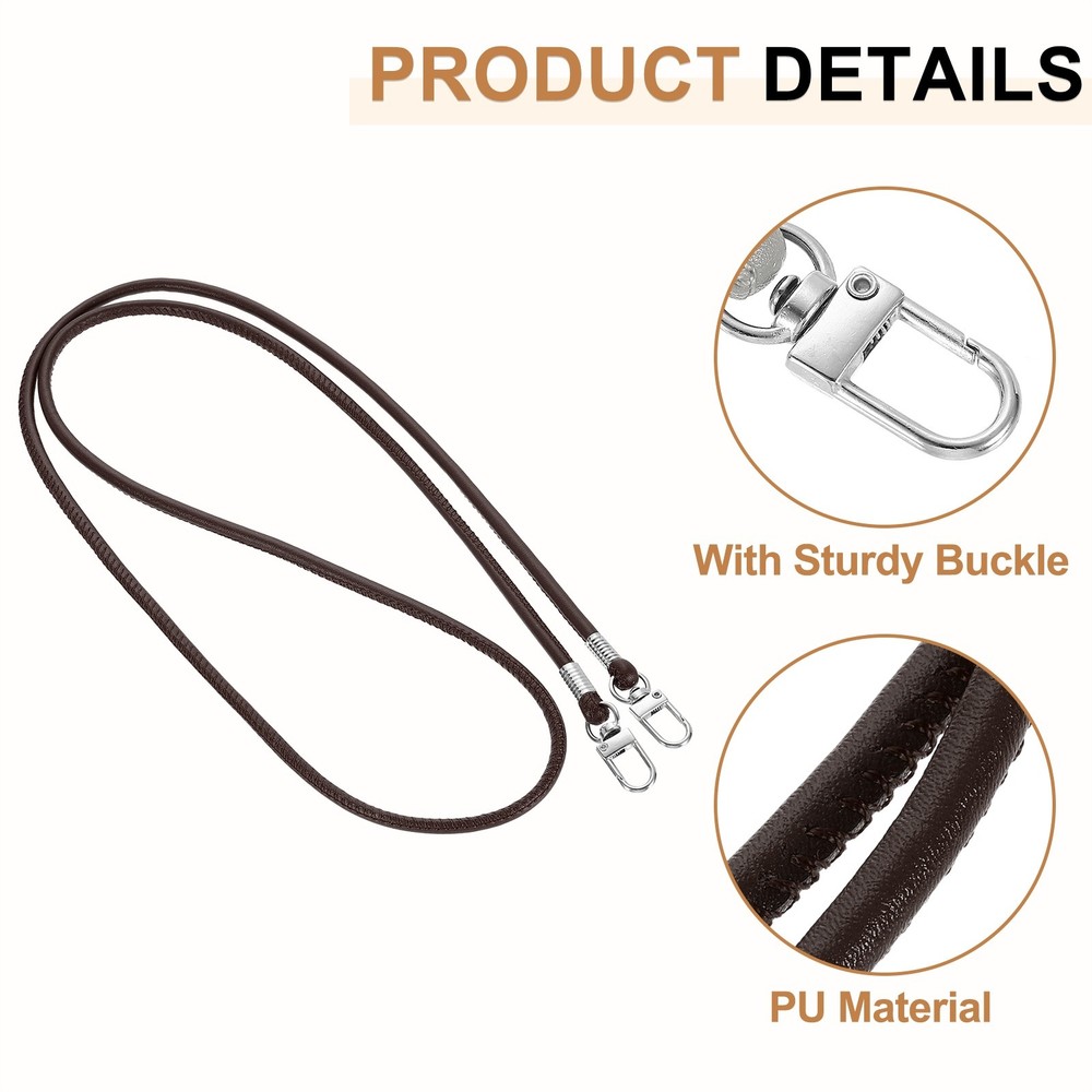 Crossbody Replacement Chain Strap, 120cm Thin Soft PU Strap (Dark Brown)