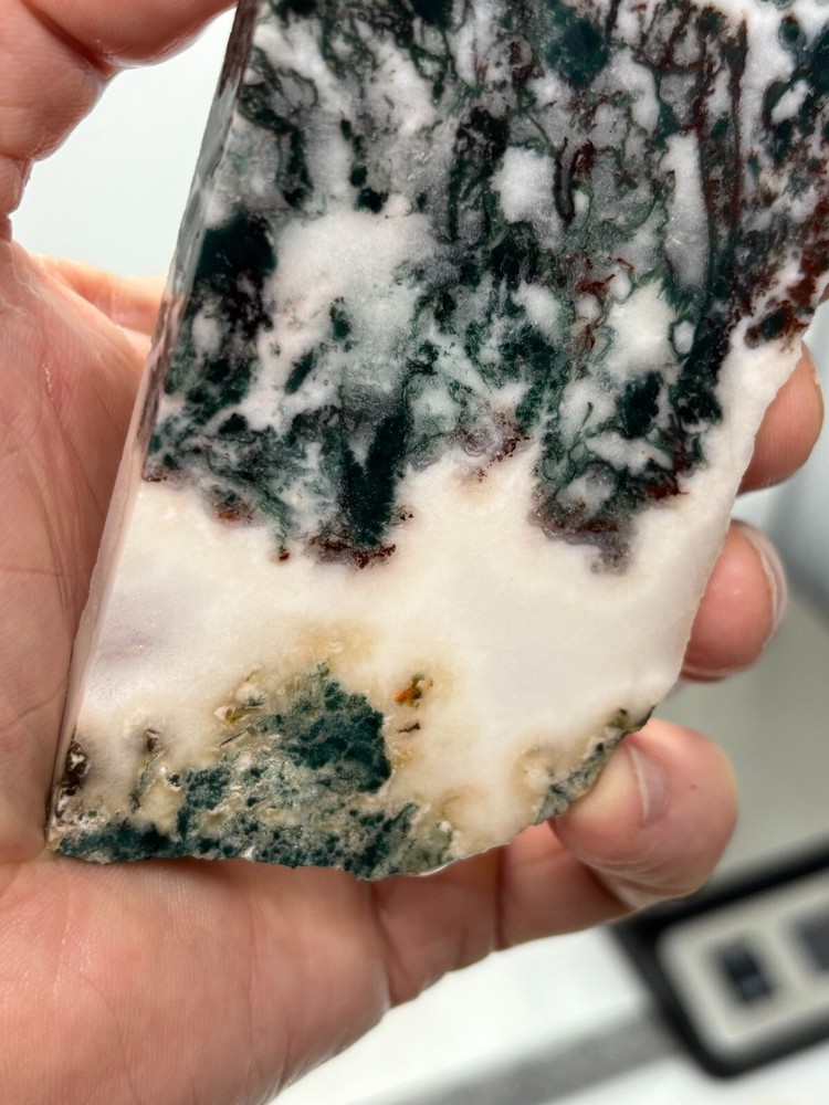 Semi-translucent Moss Agate Slab Cabbing Lapidary Carving Combo Ship Avail