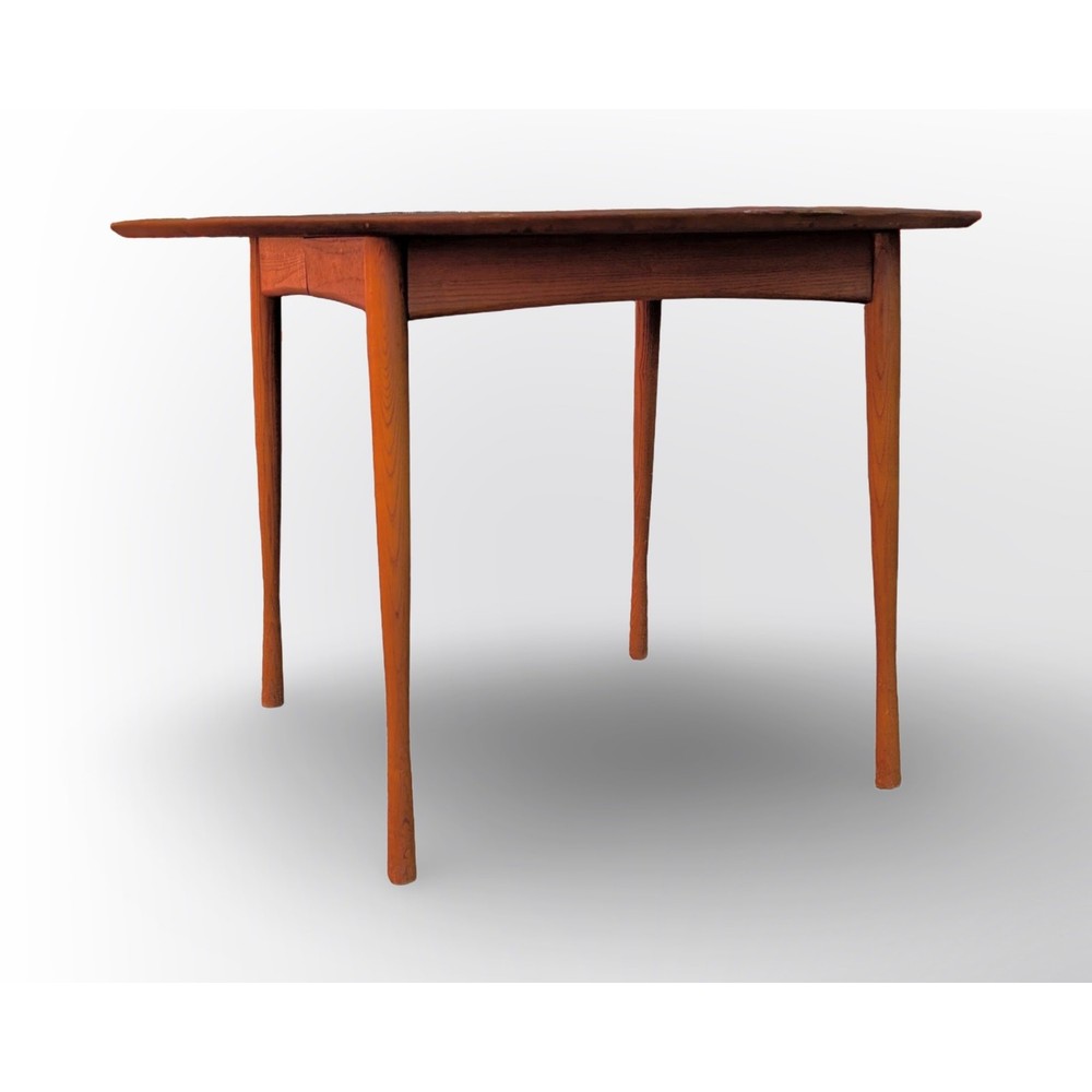 Heywood Wakefield Round Dining Table Danish Modern Solid Oak 44.5" MCM
