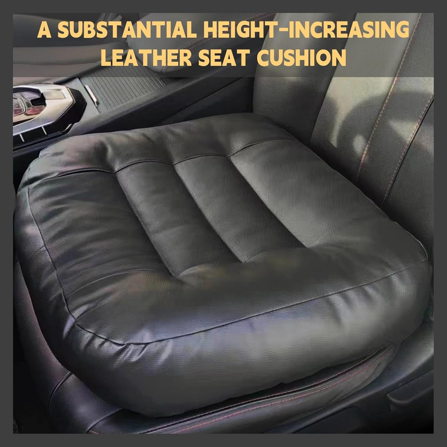 Booster Car Seat Cushion, Thick Leather Car Seat Cushion Pad for Adult to Raise