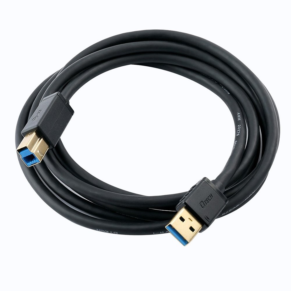 DTECH 6 ft Printer Cable USB to b Cord Type A 3.0 Square End 6ft, Black