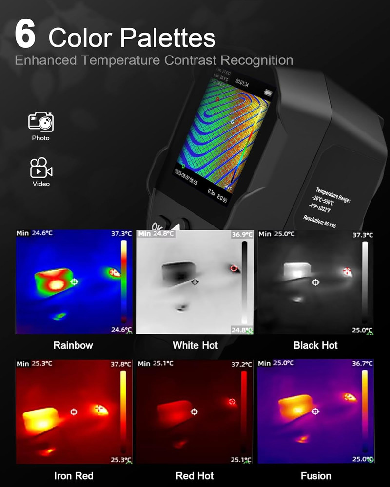 High-Resolution Dual-Light Thermal Imaging Camera with 9H Battery Life