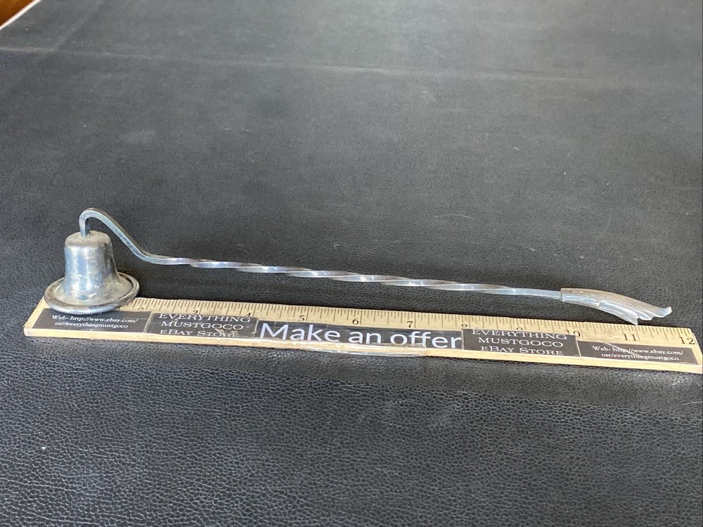 Antique Primrose Plate EP Silver Twisted Handle Vtg Candle Snuffer E.P. Copper