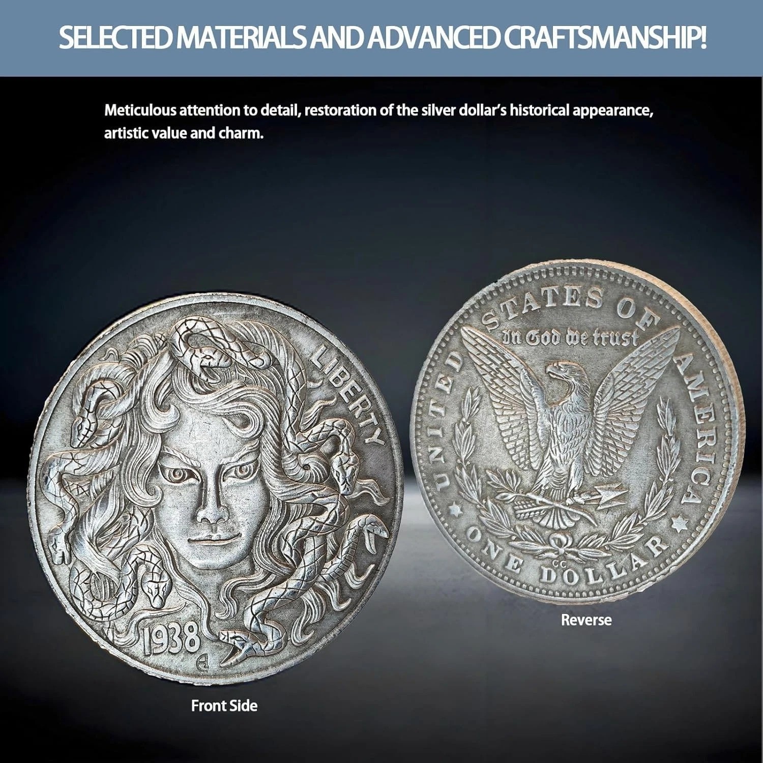 Antique Liberty Indian Head Ten Dollar Coin - Uncirculated Morgan Silver Dollar