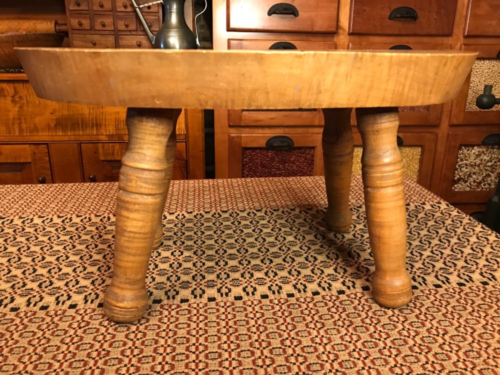 ANTIQUE SOLD TIGER MAPLE STOOL