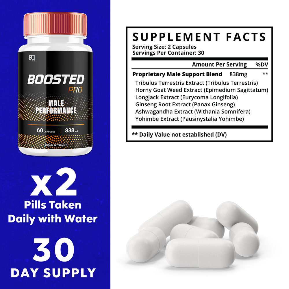 (2 Pack) Boosted Pro Male Performance Capsules, Boosted Pro Men (120 Capsules)