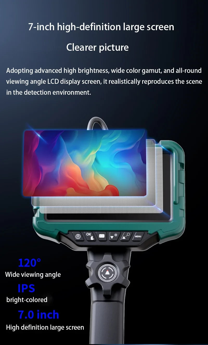 7-inch 2-Way 360° Articulating Borescope Industrial Endoscope Inspection Camera