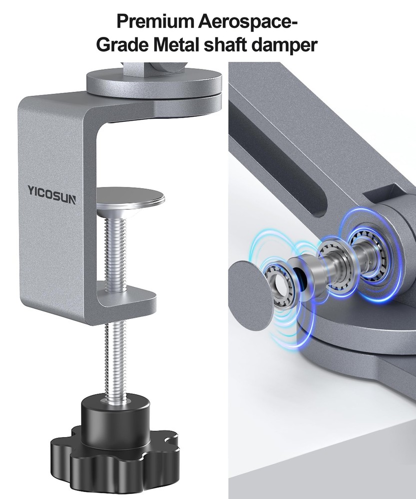 YICOSUN Tablet Arm Mount with Super Grip, Adjustable Foldable Holder & Gray