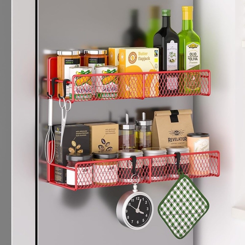 Magnetic Spice Rack Organizer Set Hook Kitchen Laundry RV Storage Solution New