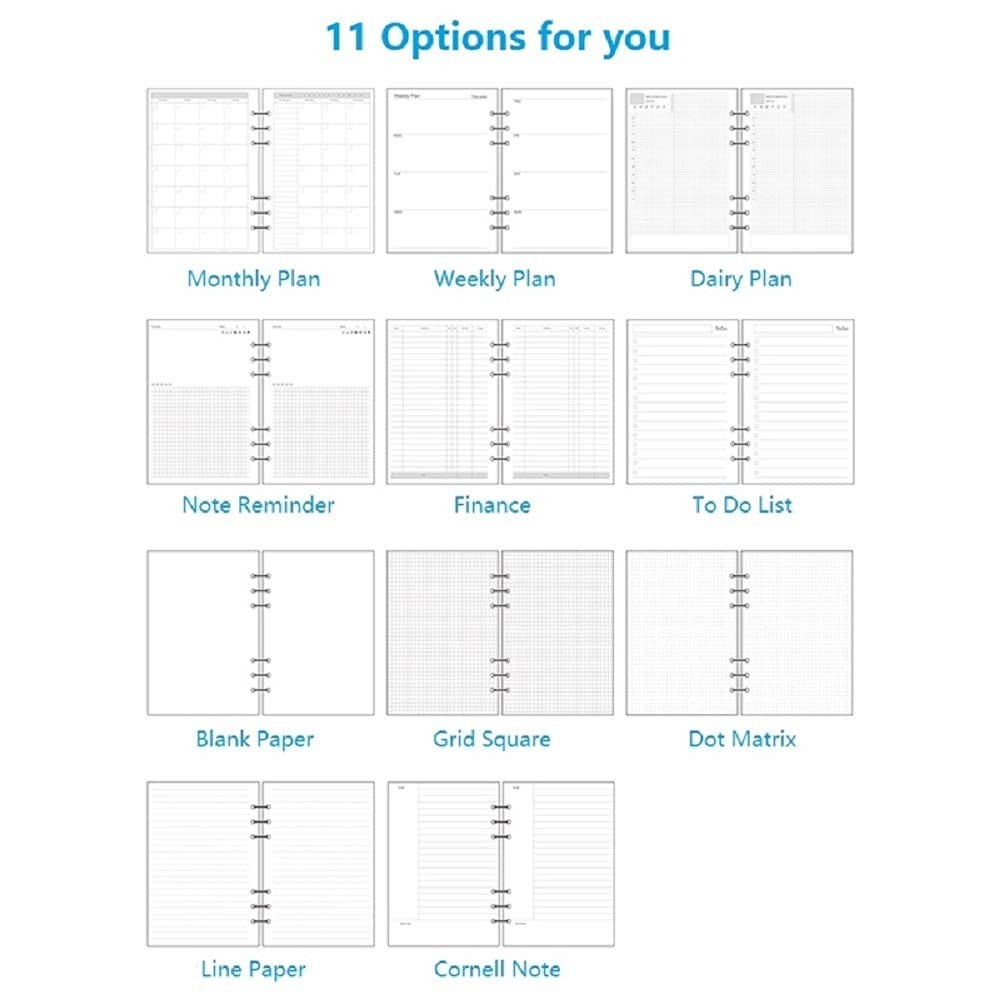 A7 Planner Inserts, Binder Refills for 6 Ring Spiral A7, Plain Blank