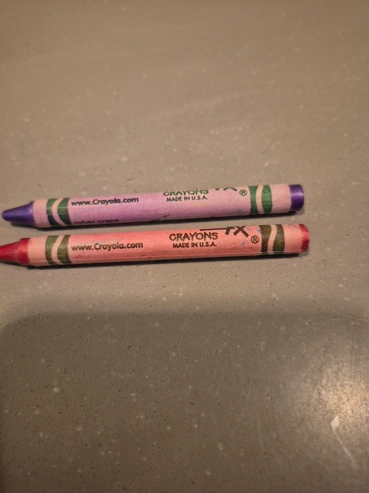 2 Used Crayola Metallic FX Crayons Cyber Grape Big Dip O' Ruby