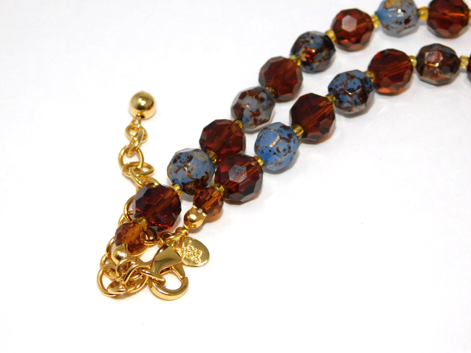 Vintage JOAN RIVERS Faux Lapis & Amber Glass Necklace Bracelet Earrings Set