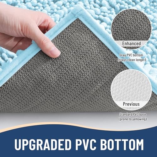 Luxury Chenille Bathroom Rug Mat, Extra Soft Thick 34" x 21" Rectangular Blue