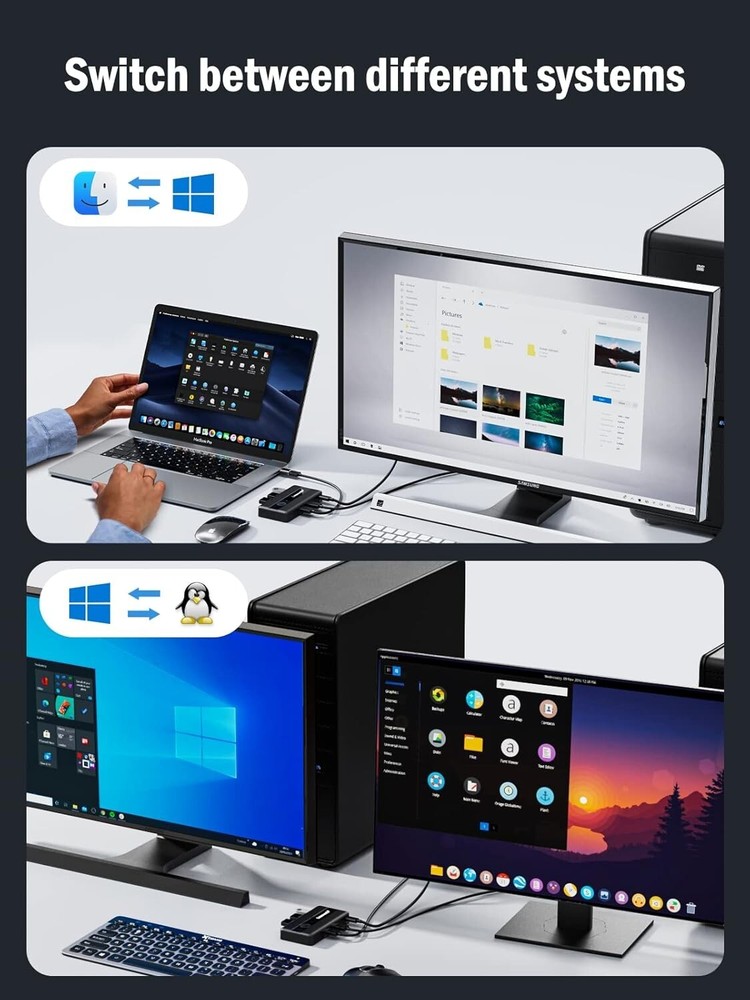 USB 3.0 Switch Selector 2 Computer Sharing 4 Devices Peripheral KVM Switcher Box