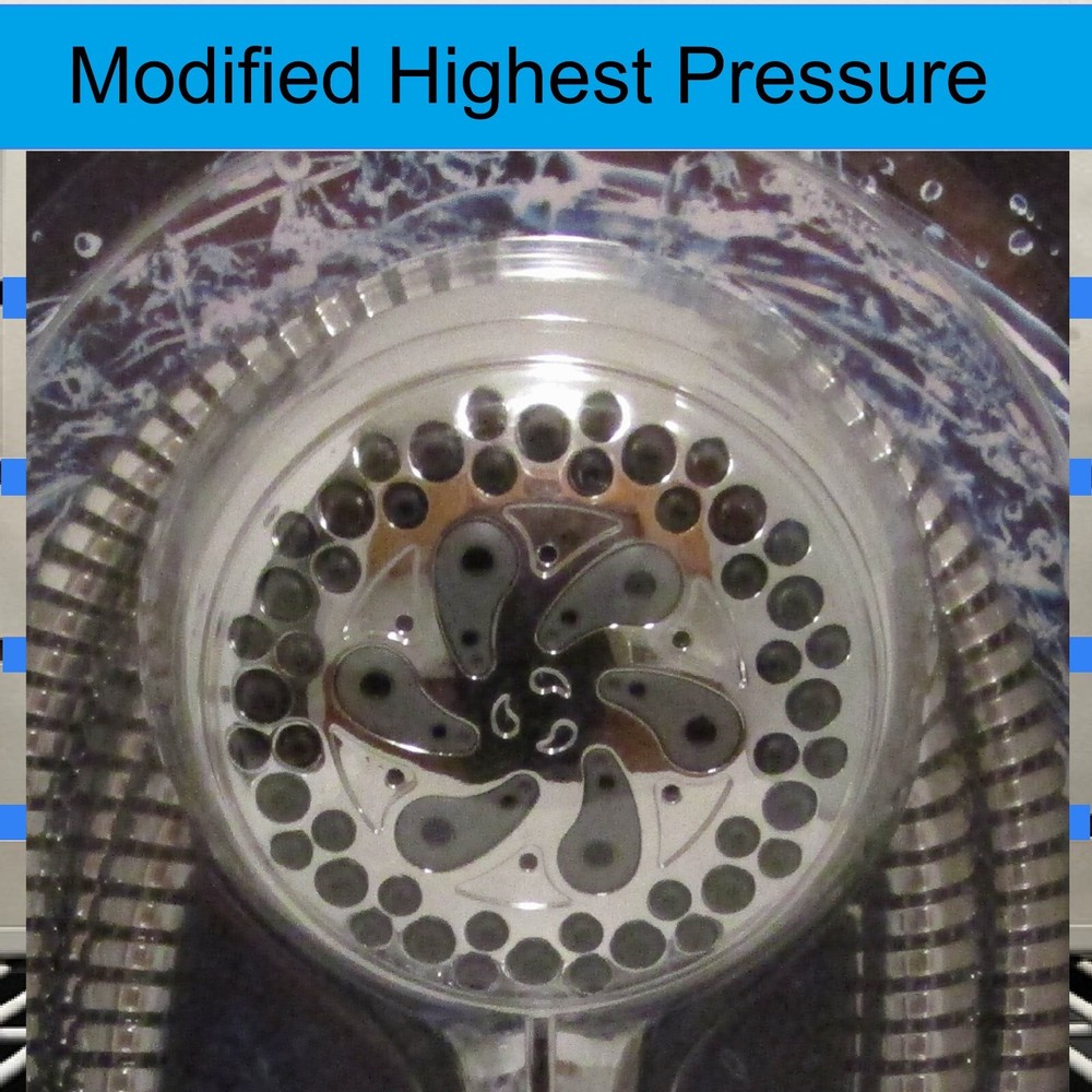 Modified Waterpik High Pressure Shower Head Hand Held 6 Pattern Settings Chrome