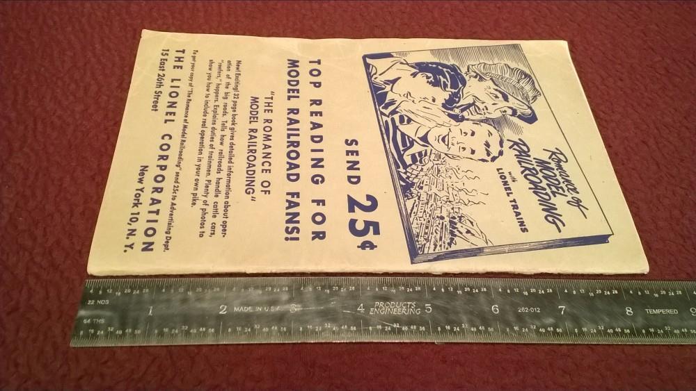LIONEL POST WAR 1951 OPERATING INSTRUCTIONS BOOKLET