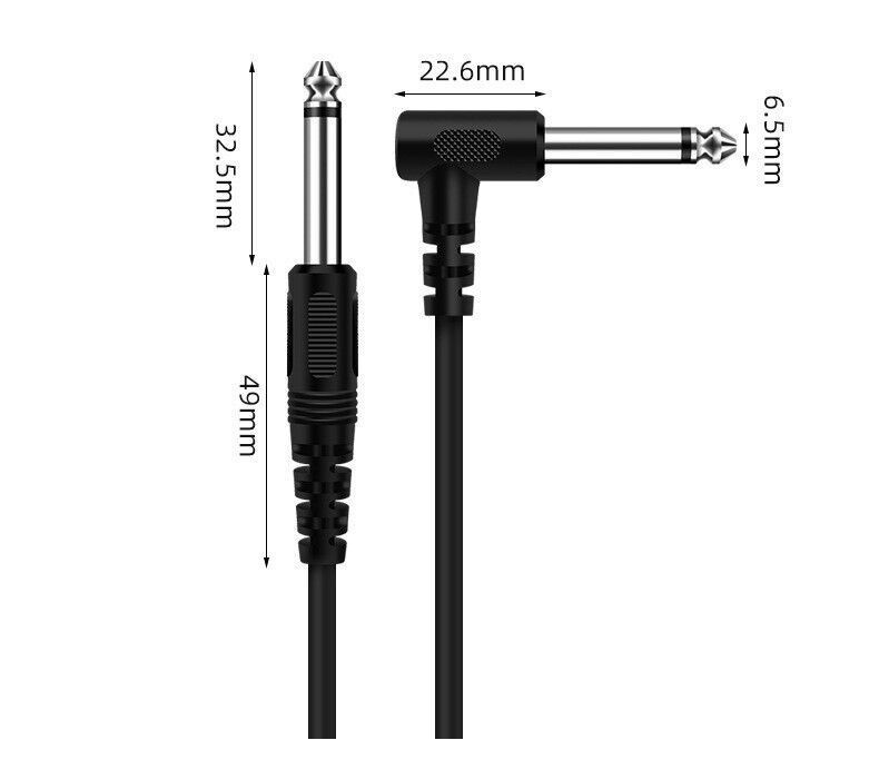 Electric Patch Cord Guitar Amplifier Amp Cable 10FT Right Angle Connector 2-PACK