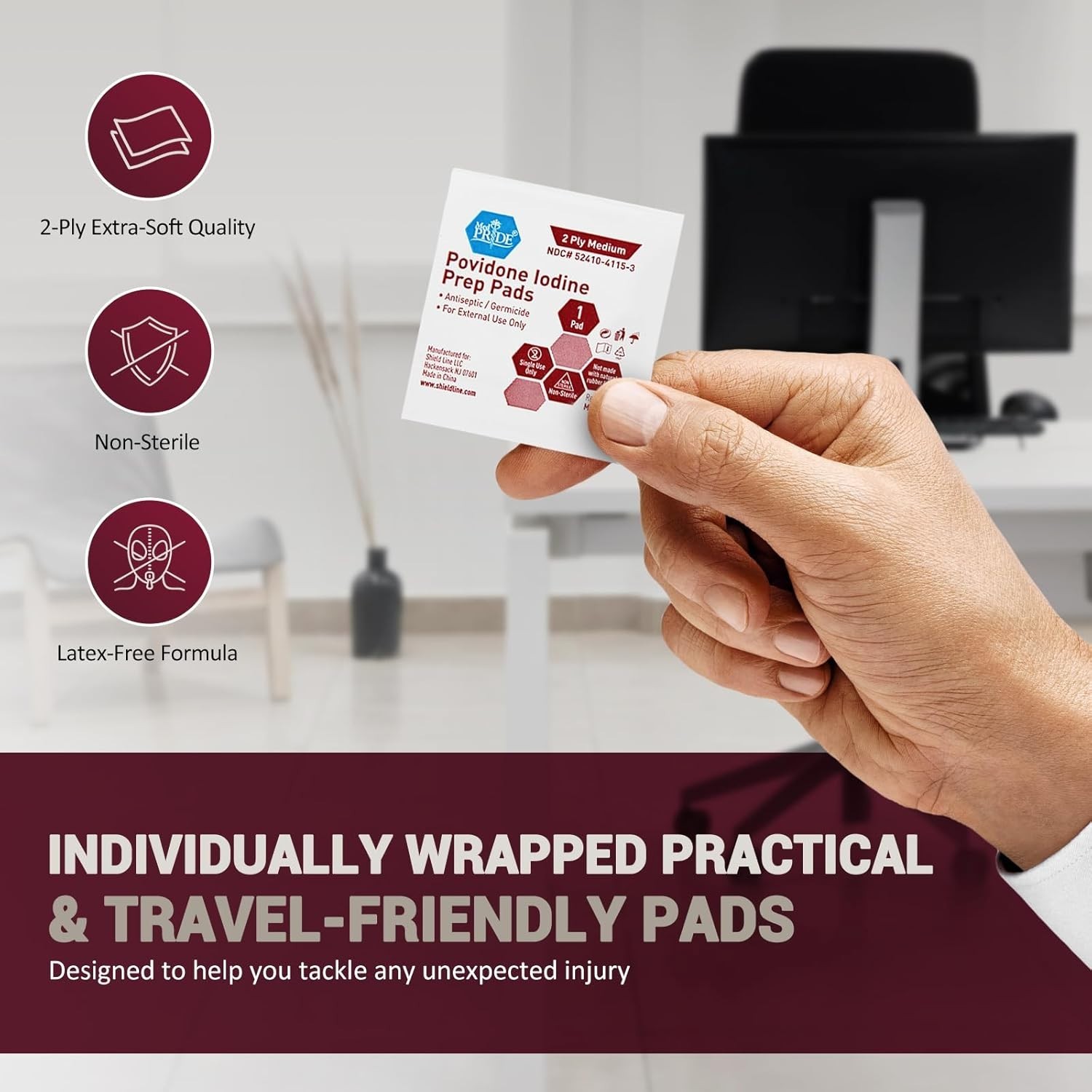MED PRIDE Povidone Iodine Prep Pads 10% – 1000 Ct Case | Antiseptic Wipes
