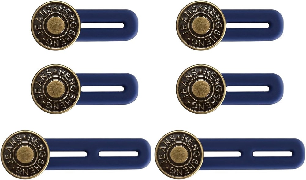 6 Pcs Jean Button Extender, Pants Extender for Moderate, dark blue