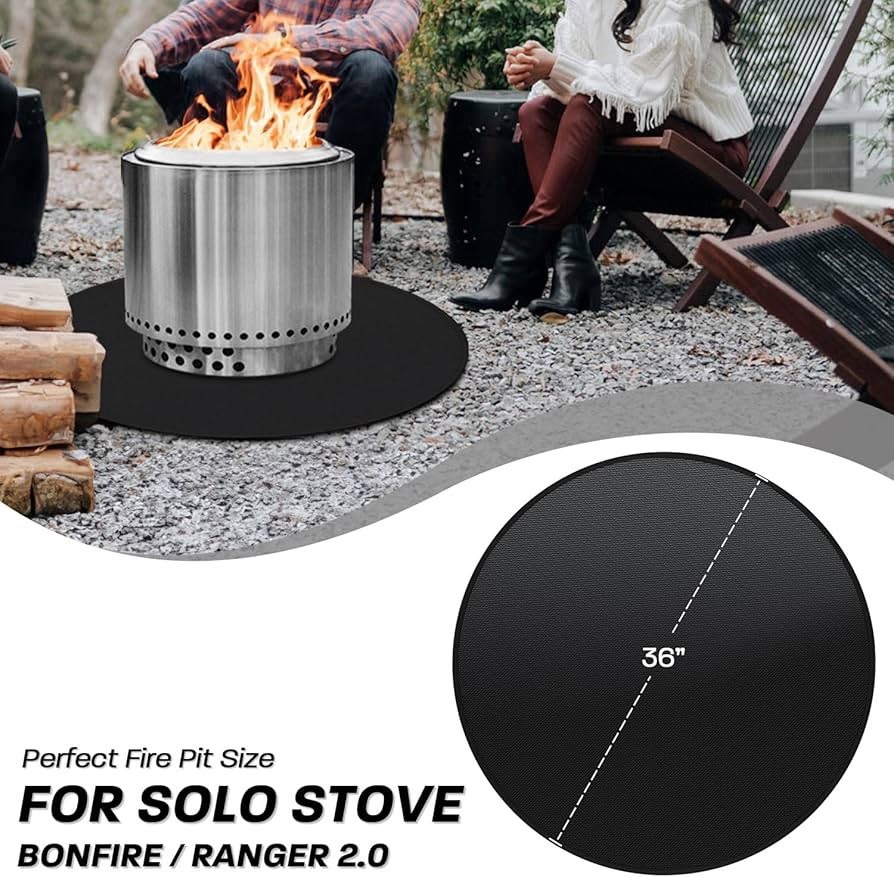 Rumlick Fire Pit Mat Black 36" Fireproof Waterproof Double-Sided Easy Clean