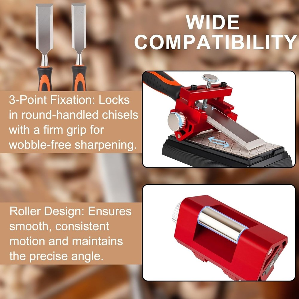 Precision Chisel Sharpening Kit with Honing Guide & Diamond Stone for Woodwork