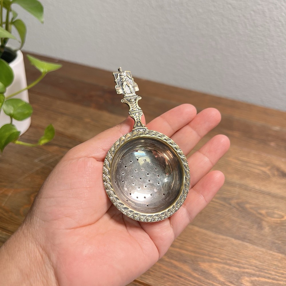 Vintage Dutch Holland Tea Strainer Silver Tone