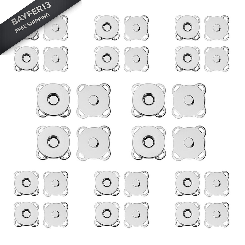 20 Sets Snaps Buttons, Plum Sewing Snap Closures Silver