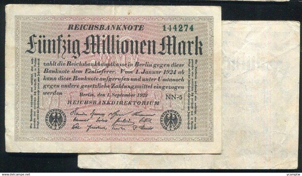 Germany ,P109b , 50 million -MK , 1923 VF