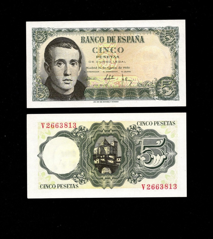 Spain - 5  Peseta Note - 1951 - P140 - Uncirc.
