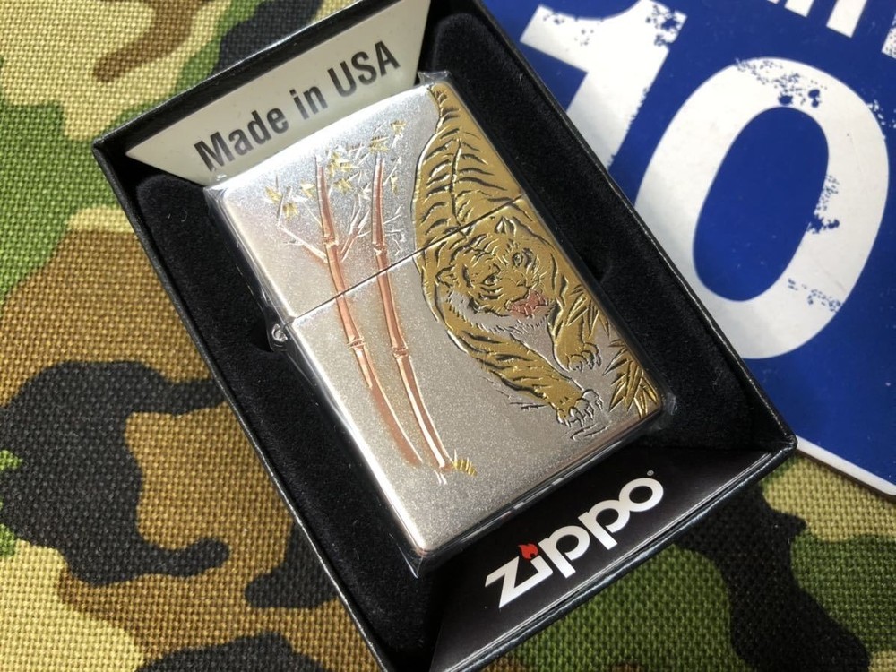 Zippo Electroformed Plate Tiger Silver One Sided Processing Lighter Japan