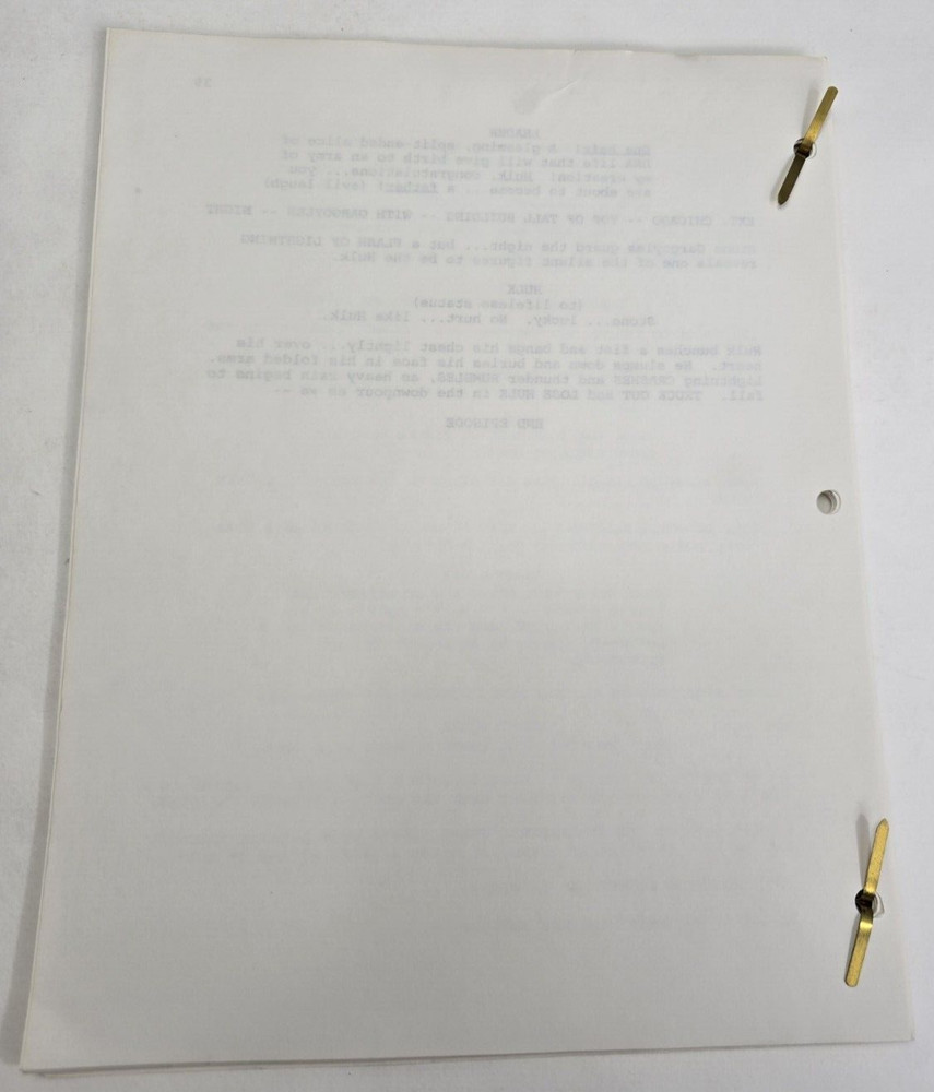 THE INCREDIBLE HULK / Bob Forward 1996 TV Script, Mark Hamill "Innocent Blood"