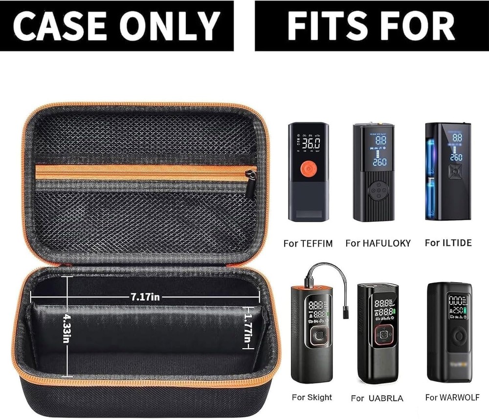Compact & Durable Tire Inflator Case with Adjustable Divider for Accessories
