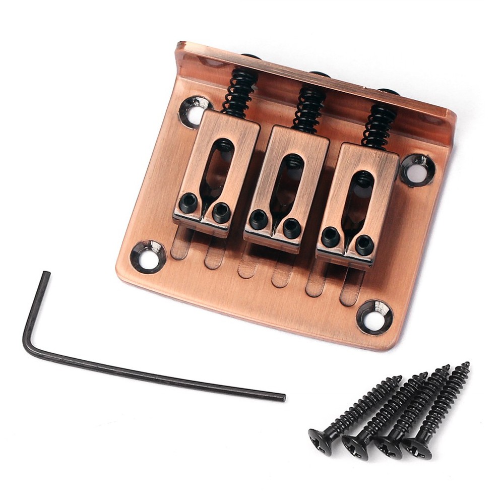 Adjustable Metal 3 String Chrome Hard-Tail Guitar Bridge For Cigar Box Guitar