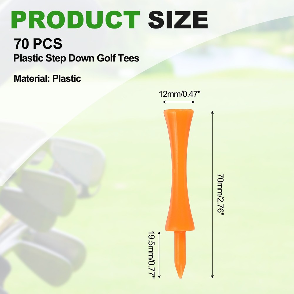 Plastic Step Down Golf Tees, 2.8 Inch Golf Tees Bulk, 70 Pack & Orange