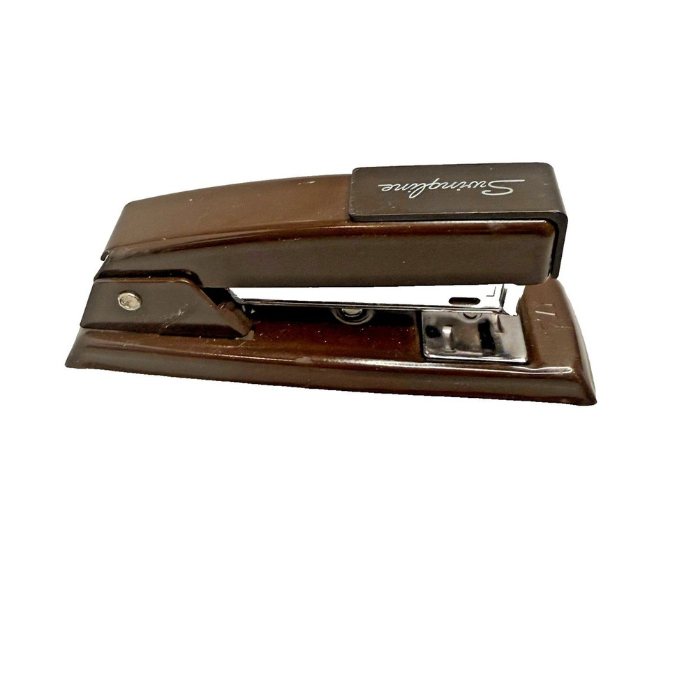 Vintage Swingline 711 Mini Desk Top Stapler 5" Brown Fully Working EUC Compact