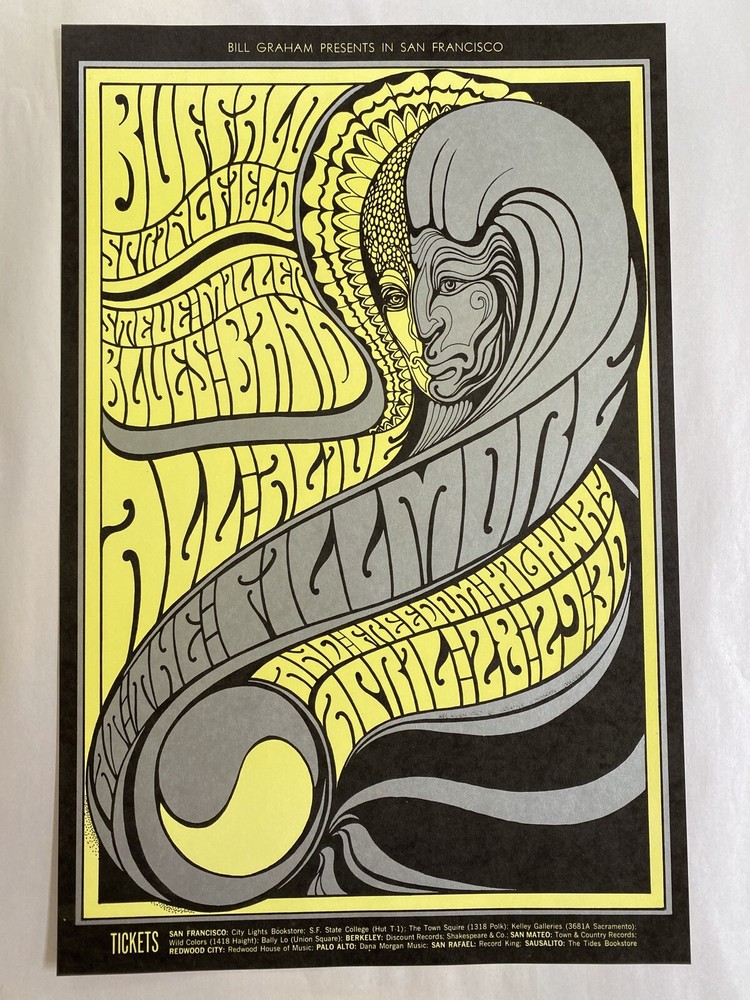 Neil Young Steven Stills Steve Miller Concert Poster From 1967 Original Vintage