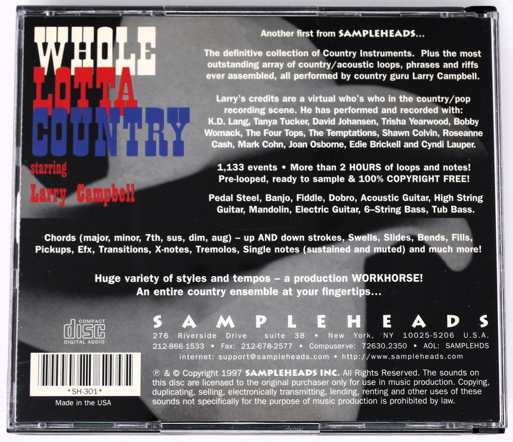Sampleheads Whole Lotta Country Sample/Sound Library/Sampling 2 CD
