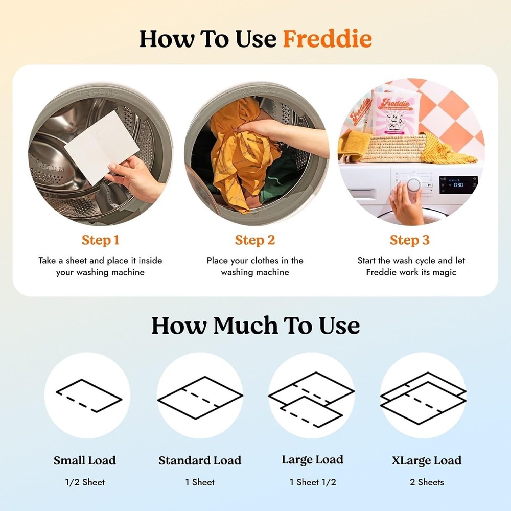 Freddie Low-Waste Laundry Detergent Sheets – Jug Free Format – Pre-Measured