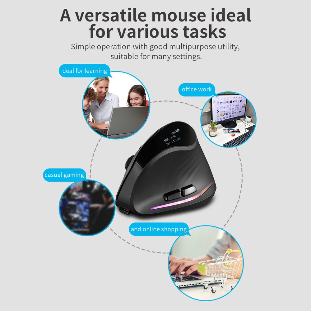 ZELOTES Wireless Mice Ergonomic Optical Indicator Lightweight Gaming Mice For