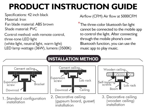 42'' Ceiling Fan with LED Lights