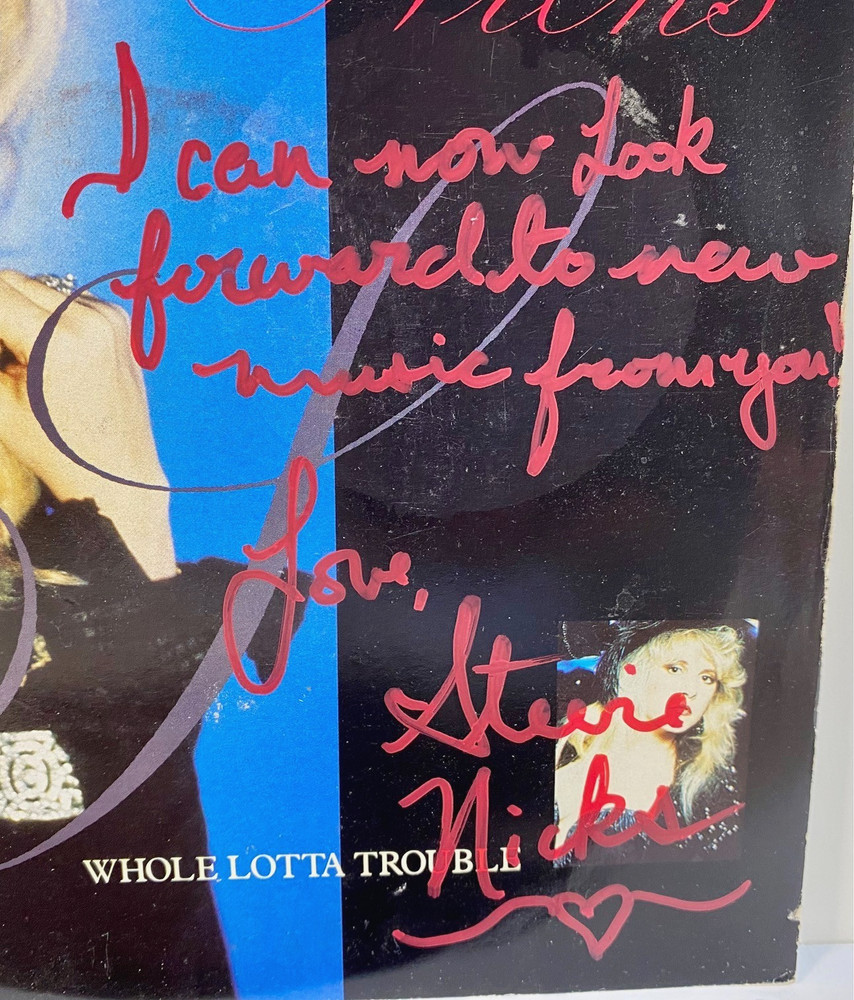 1989 Stevie Nicks Whole Lotta Trouble 45 Record Signed w/ Inscription