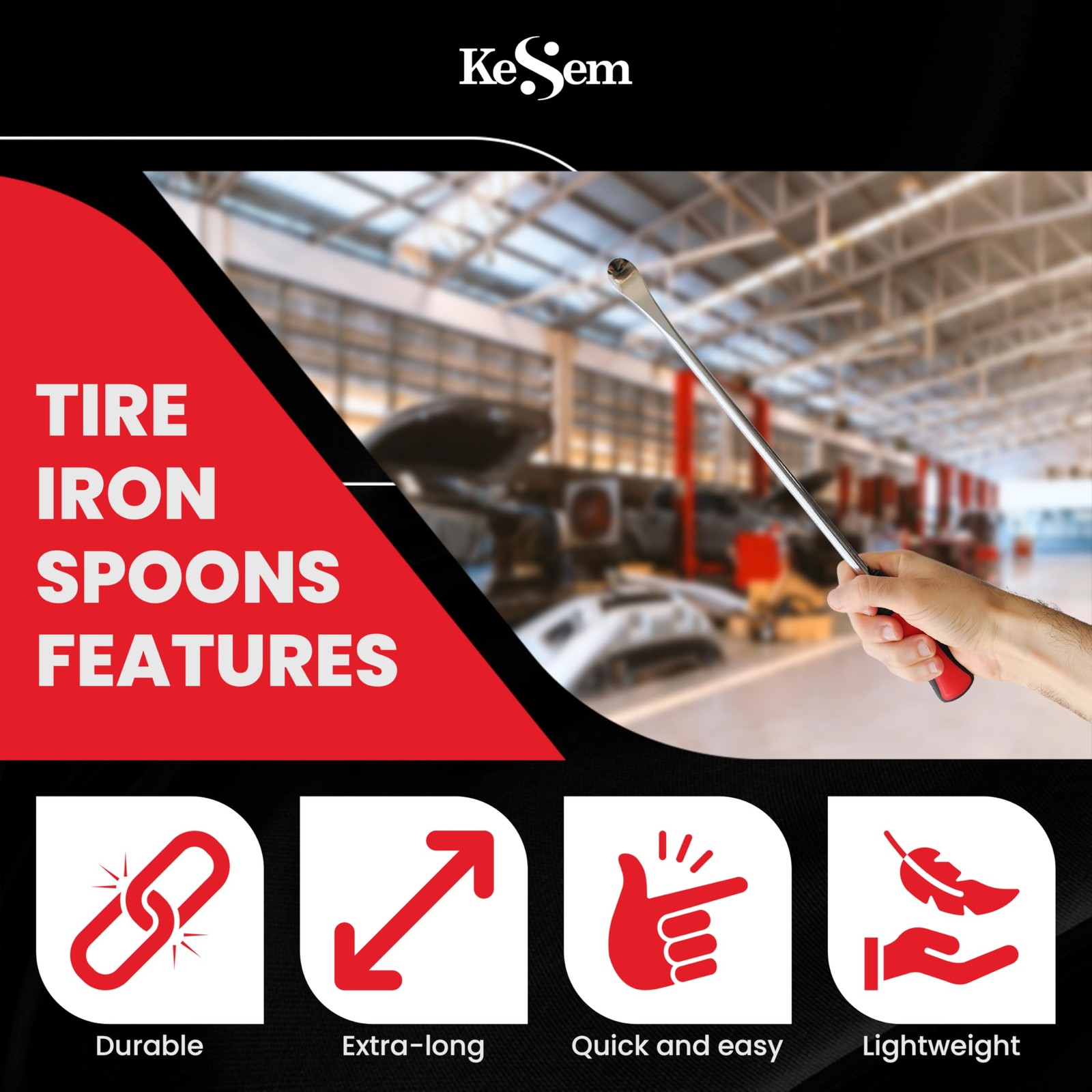 2 Pack 14.5" Tire Spoons Changing Lever Iron Bar Set Repair...