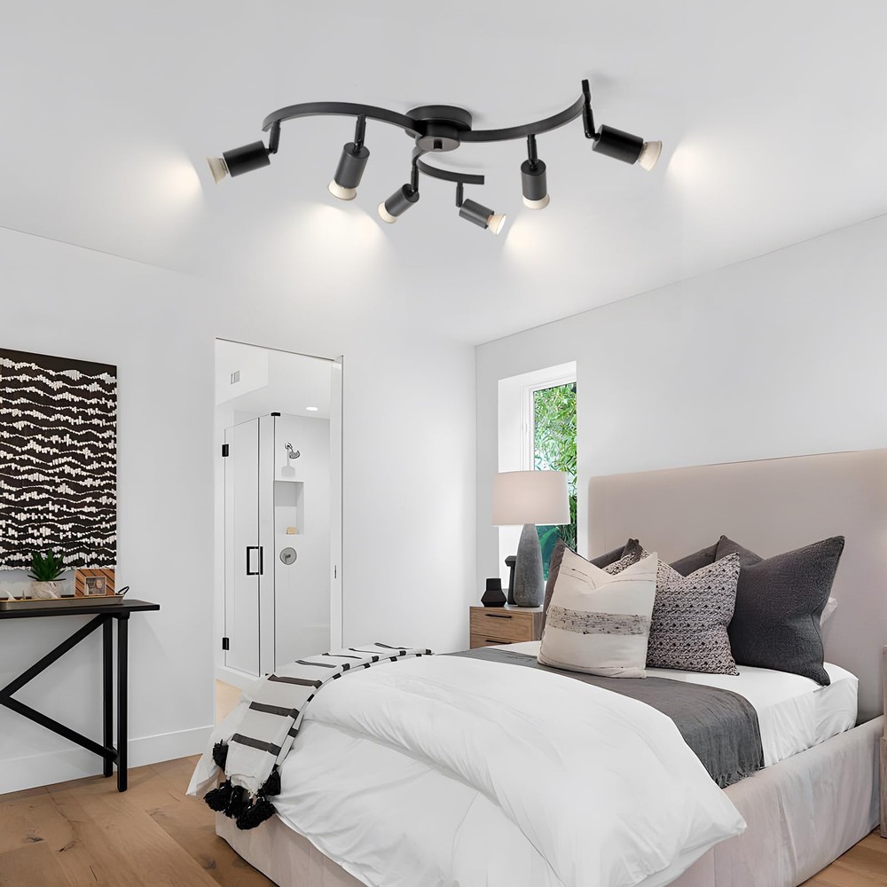 SEEBLEN 6 Light Track Lighting Fixtures Ceiling, Flexibly Rotatable Light Hea...