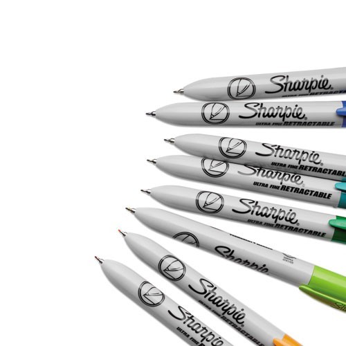 Sharpie Assorted Retractable Permanent Marker, Extra-Fine Needle Tip, 8/Set