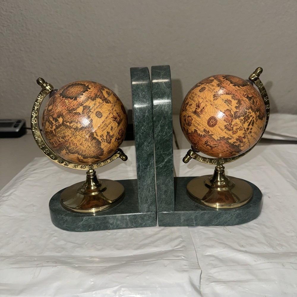 Old Globe Green Marble Book Ends