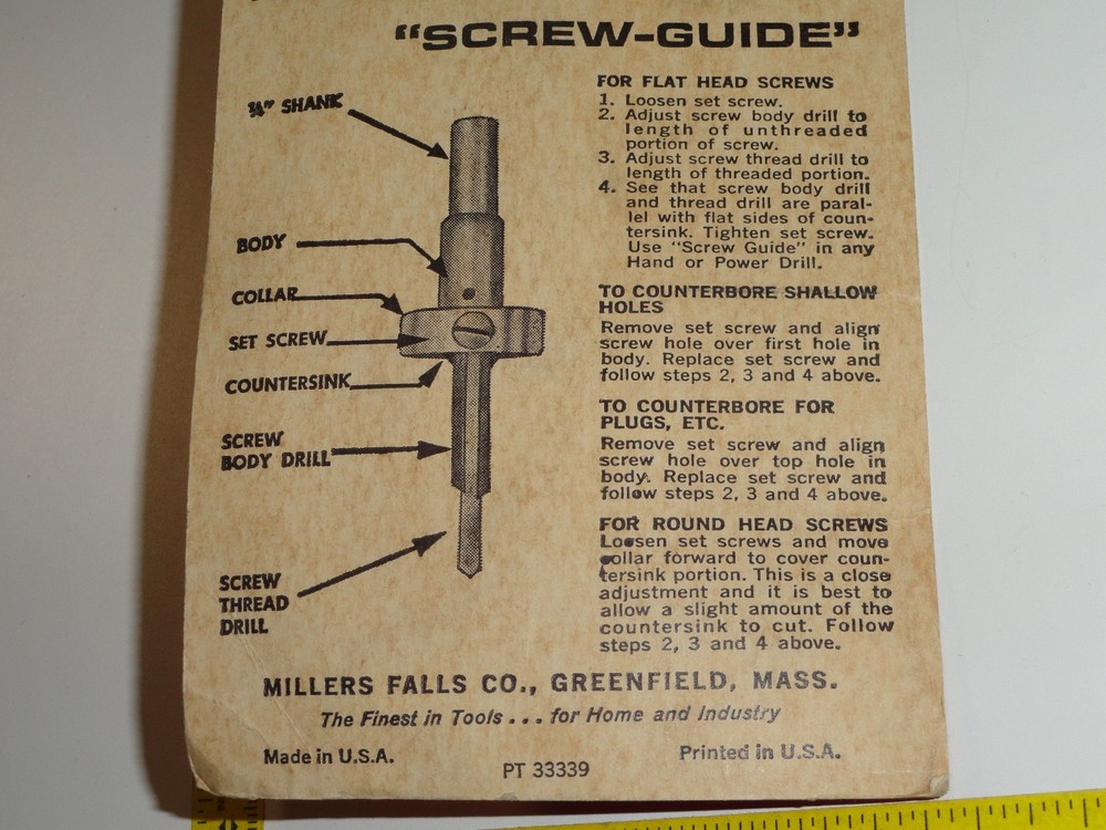 Millers Falls Screwmate Adjustable Boatbuilder NOS Countersink Drill Bit 5 6 & 7