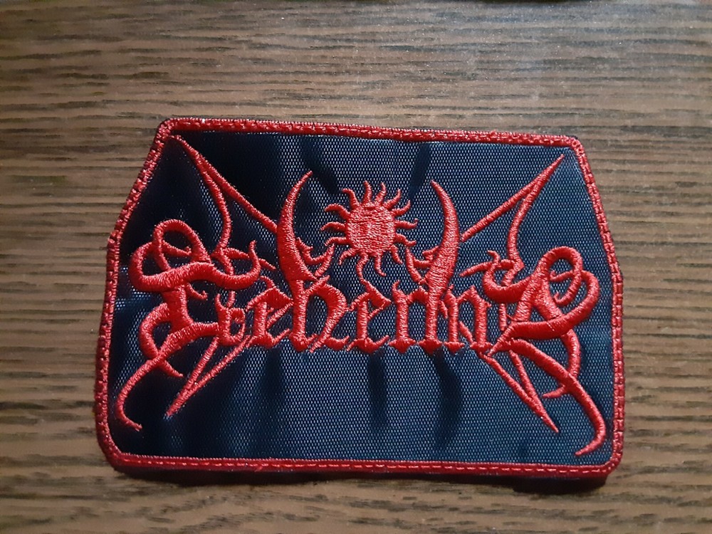 GEHENNA,SEW ON RED WITH RED BORDER EMBROIDERED PATCH