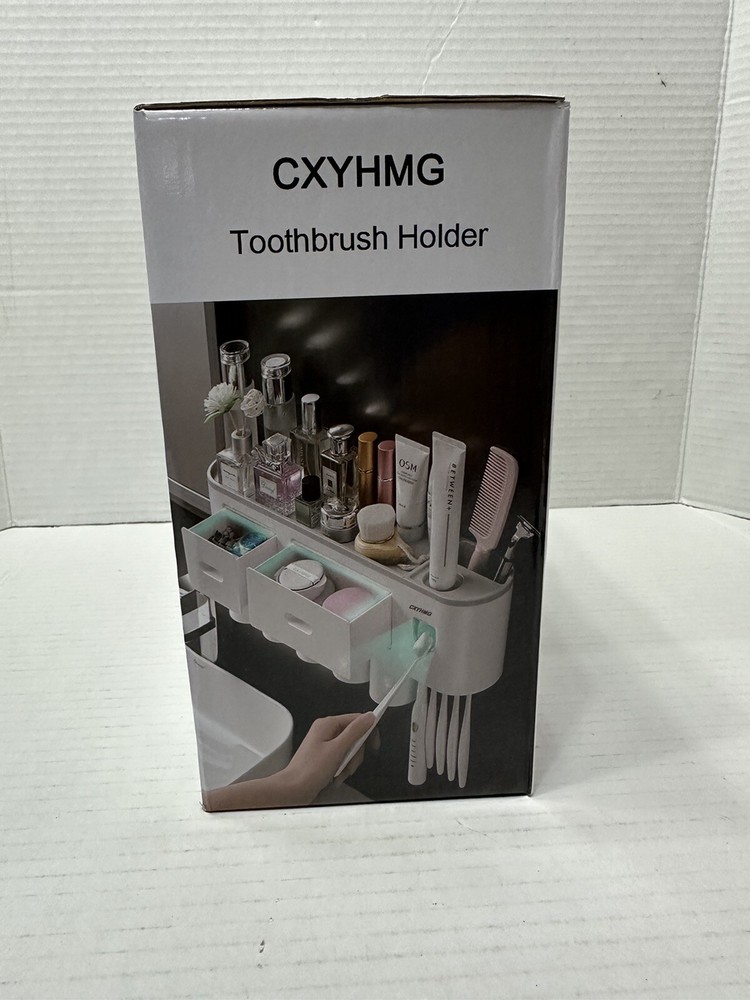 CXYHMG Toothbrush Holder w/ 2 Cups & Automatic Toothpaste Dispenser