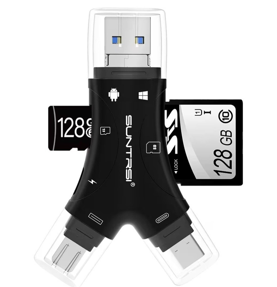 SD Card Reader for iPhone/ipad/Android/Mac/Computer/Camera,4 in1 Micro SD Card R
