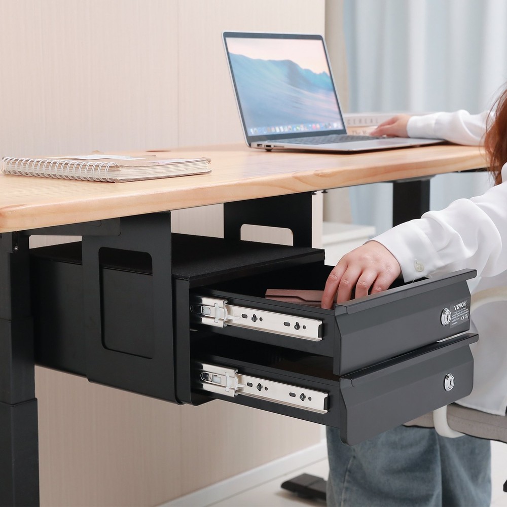 VEVOR 13" Wide Under Desk Drawer Slide Out, Under Table Pull-out Drawer Attachme